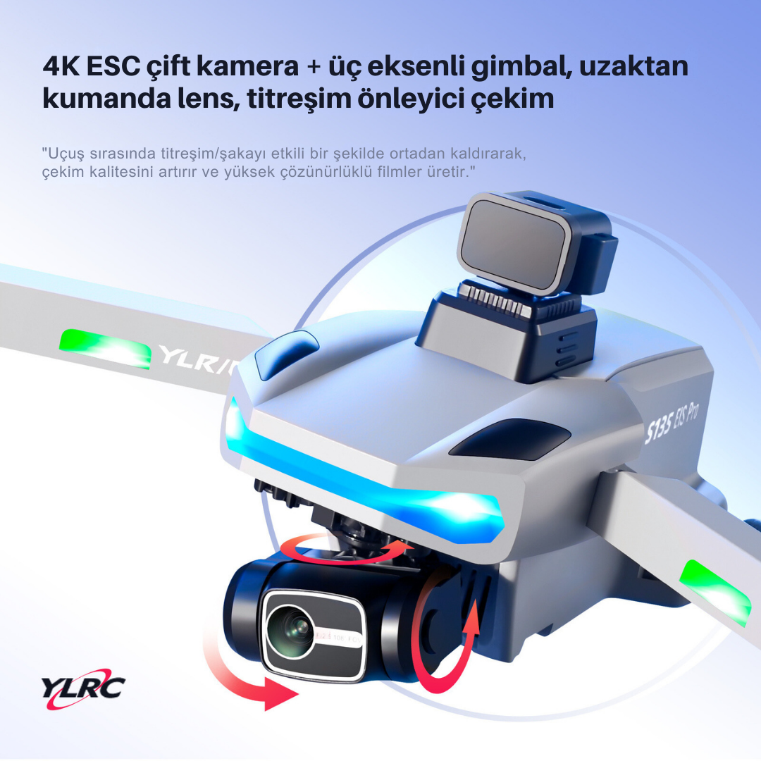 S135Pro Drone GPS 4K Hd Çift Kamera 2 Batarya ile 40 Dakika Uçuş Süresi Engelden Kaçınma Ve BENİ TAKİP ET modu