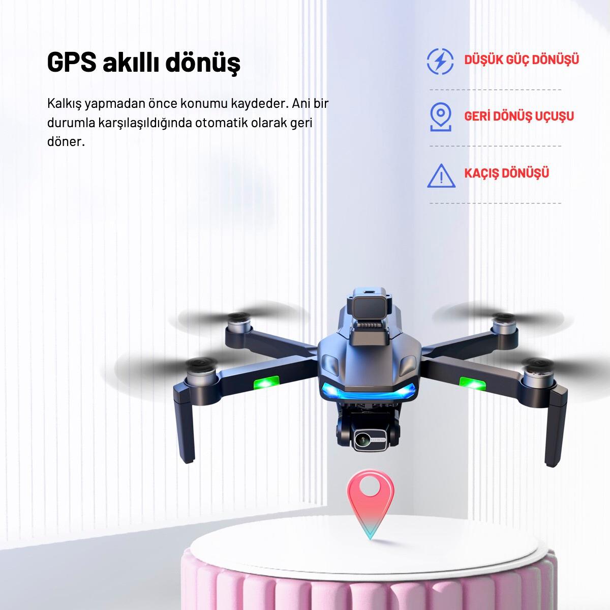 S135Pro Drone GPS 4K Hd Çift Kamera 2 Batarya ile 40 Dakika Uçuş Süresi Engelden Kaçınma Ve BENİ TAKİP ET modu
