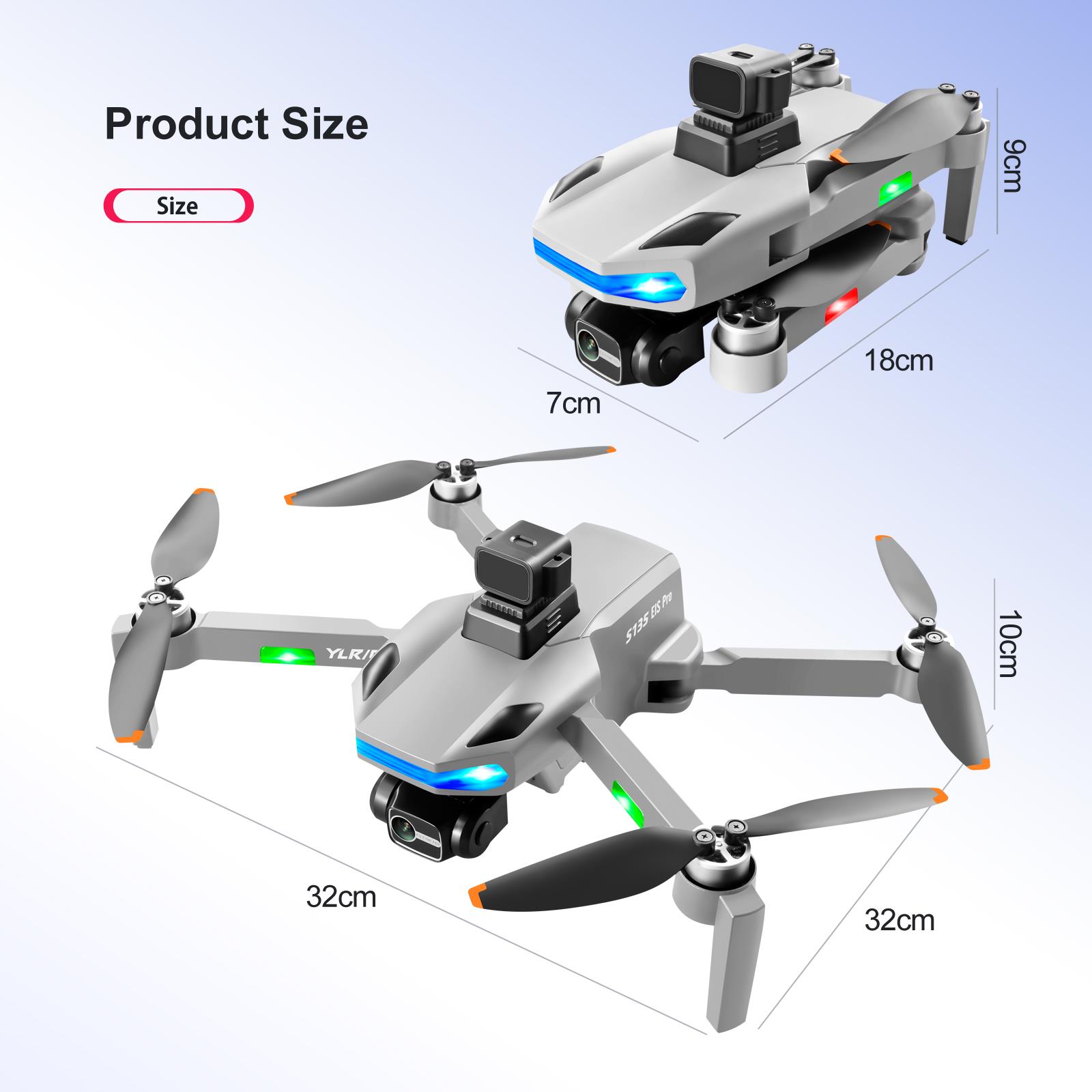 S135Pro Drone GPS 4K Hd Çift Kamera 2 Batarya ile 40 Dakika Uçuş Süresi Engelden Kaçınma Ve BENİ TAKİP ET modu