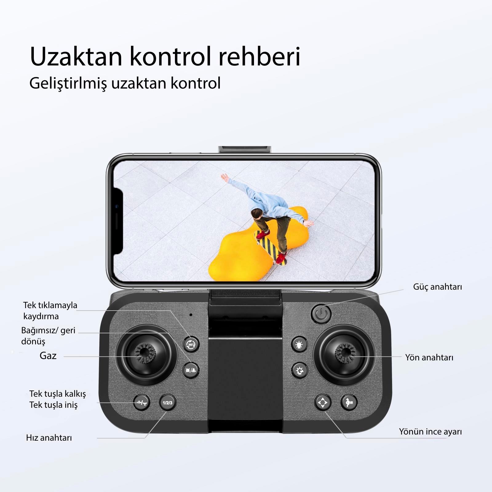 S76 Drone FIRÇASIZ MOTOR 2 BATARYA ile 30 DAKİKA UÇUŞ SÜRESİ Hd 720p Çift Kameralı Taşıma Çantalı