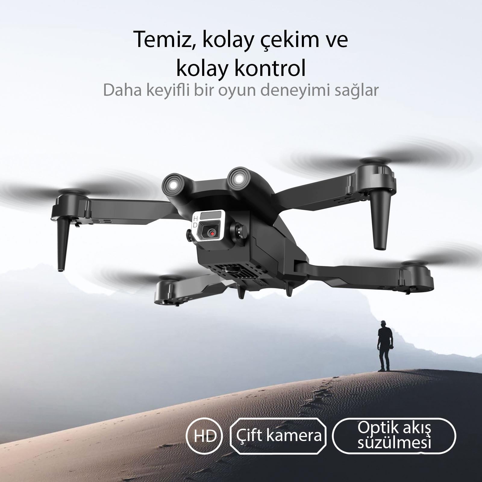 S76 Drone FIRÇASIZ MOTOR 2 BATARYA ile 30 DAKİKA UÇUŞ SÜRESİ Hd 720p Çift Kameralı Taşıma Çantalı
