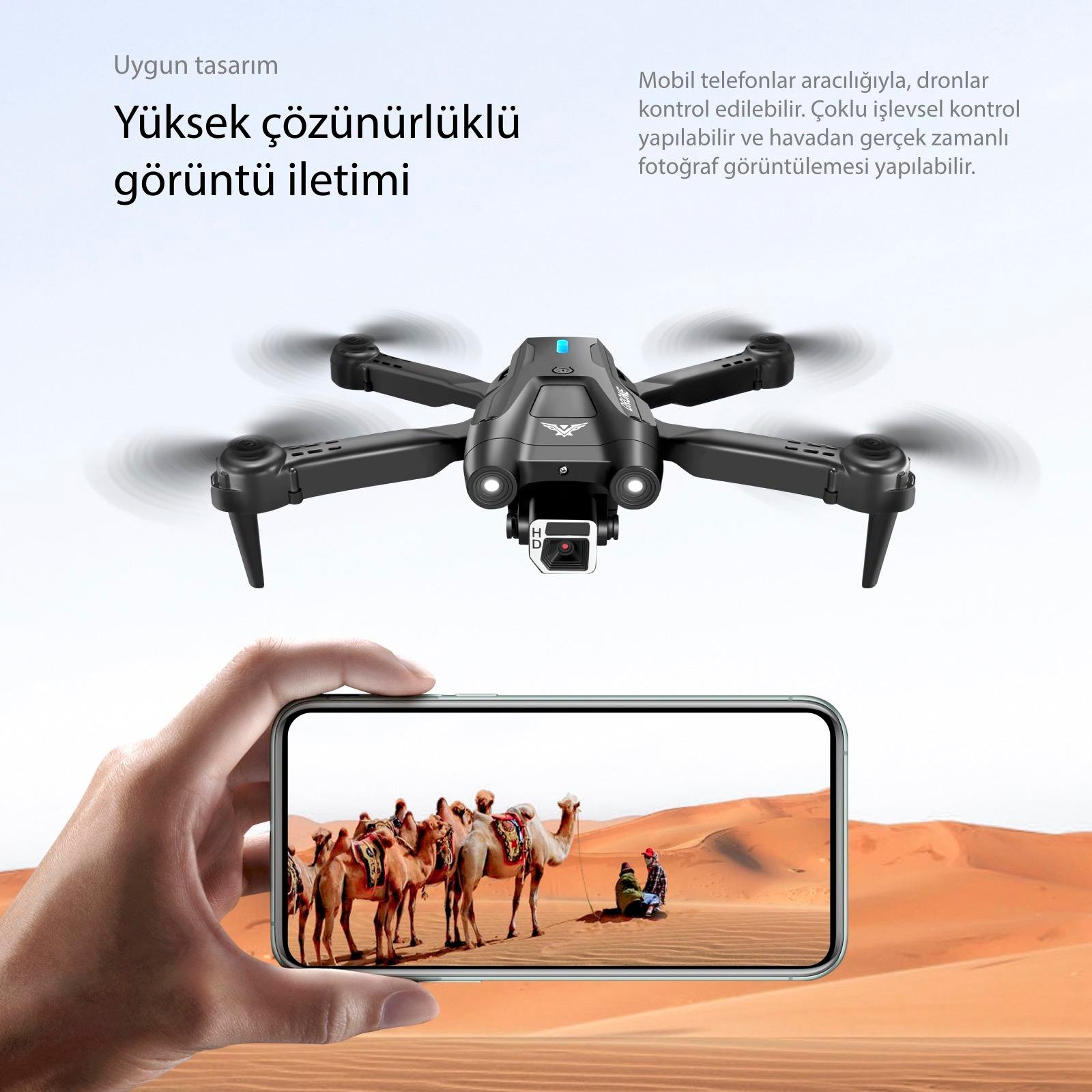 S76 Drone FIRÇASIZ MOTOR 2 BATARYA ile 30 DAKİKA UÇUŞ SÜRESİ Hd 720p Çift Kameralı Taşıma Çantalı