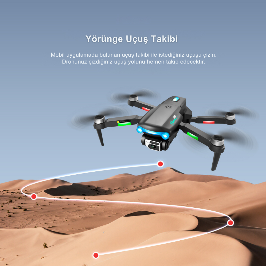 S98 MİNİ DRONE WIFI 4K HD  ÇİFT KAMERALI IŞIKLI 360 DERECE  ENGELDEN KAÇINMA  ORJİNAL TAŞIMA ÇANTALI 