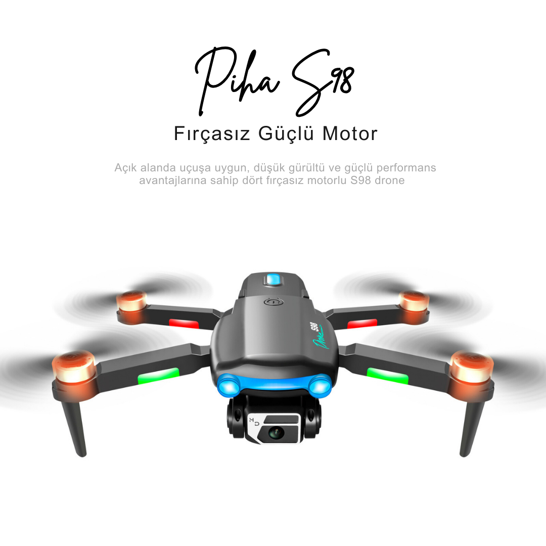 S98 MİNİ DRONE WIFI 4K HD  ÇİFT KAMERALI IŞIKLI 360 DERECE  ENGELDEN KAÇINMA  ORJİNAL TAŞIMA ÇANTALI 