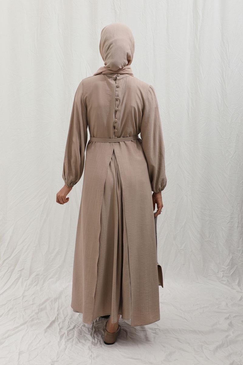 Oval Tunikli Etek Takım Vizon