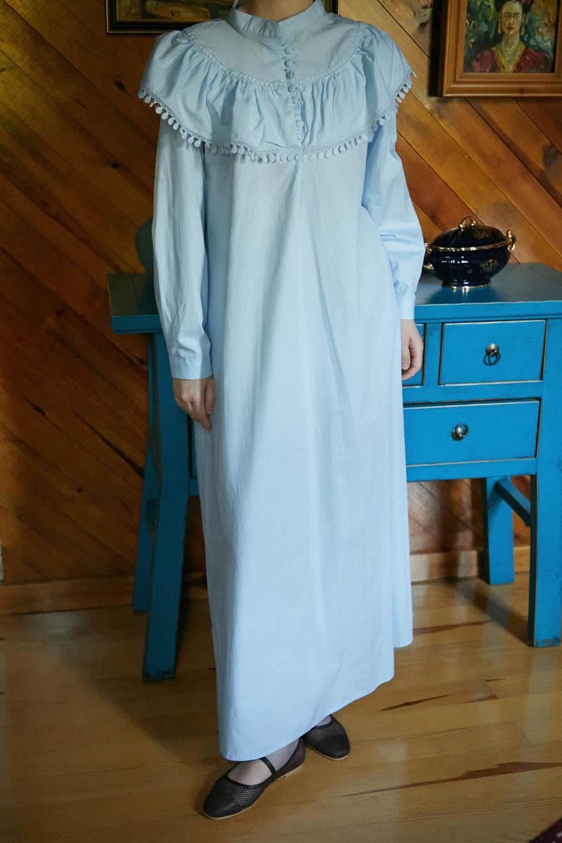  Robası Volan Detaylı Elbise Bebe Mavisi