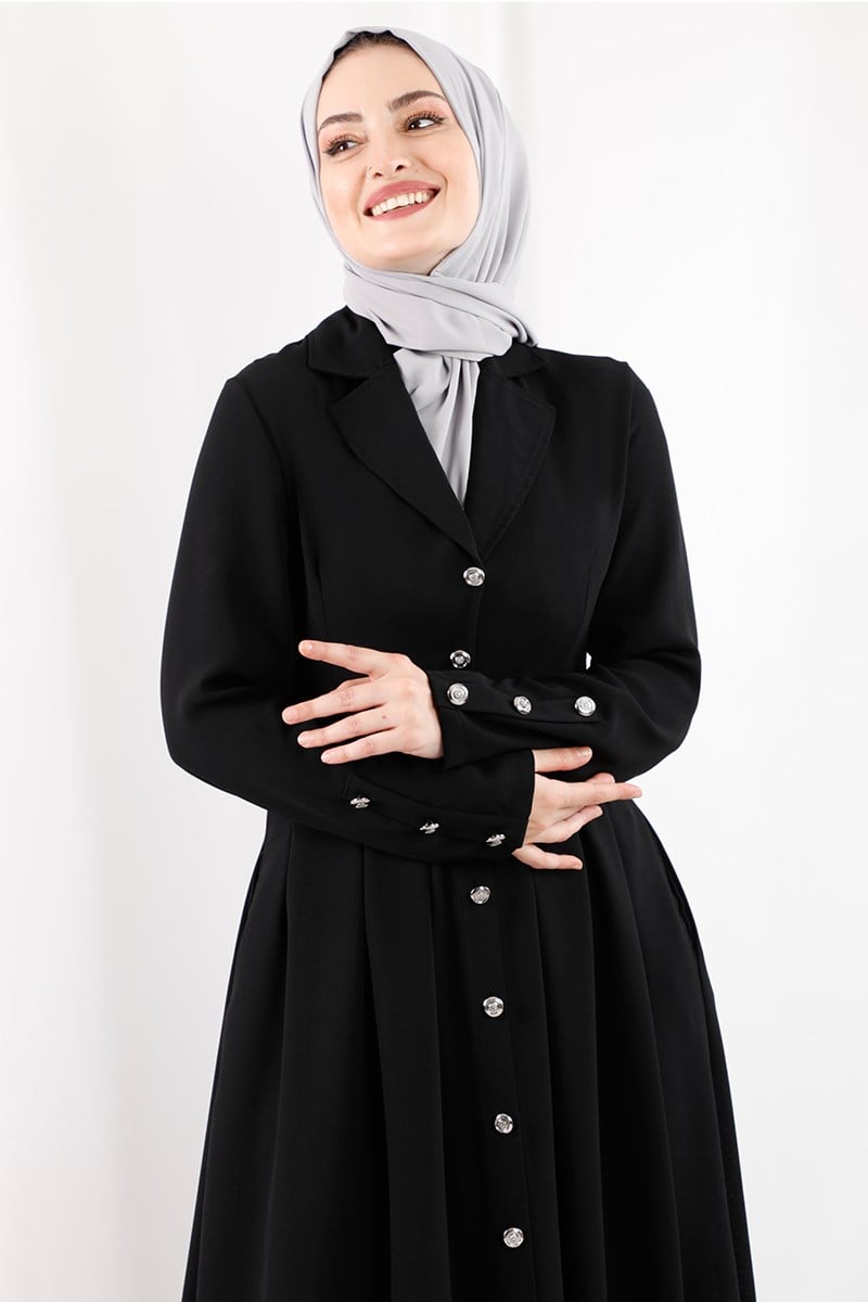 1220 Balon Etekli Siyah Ferace