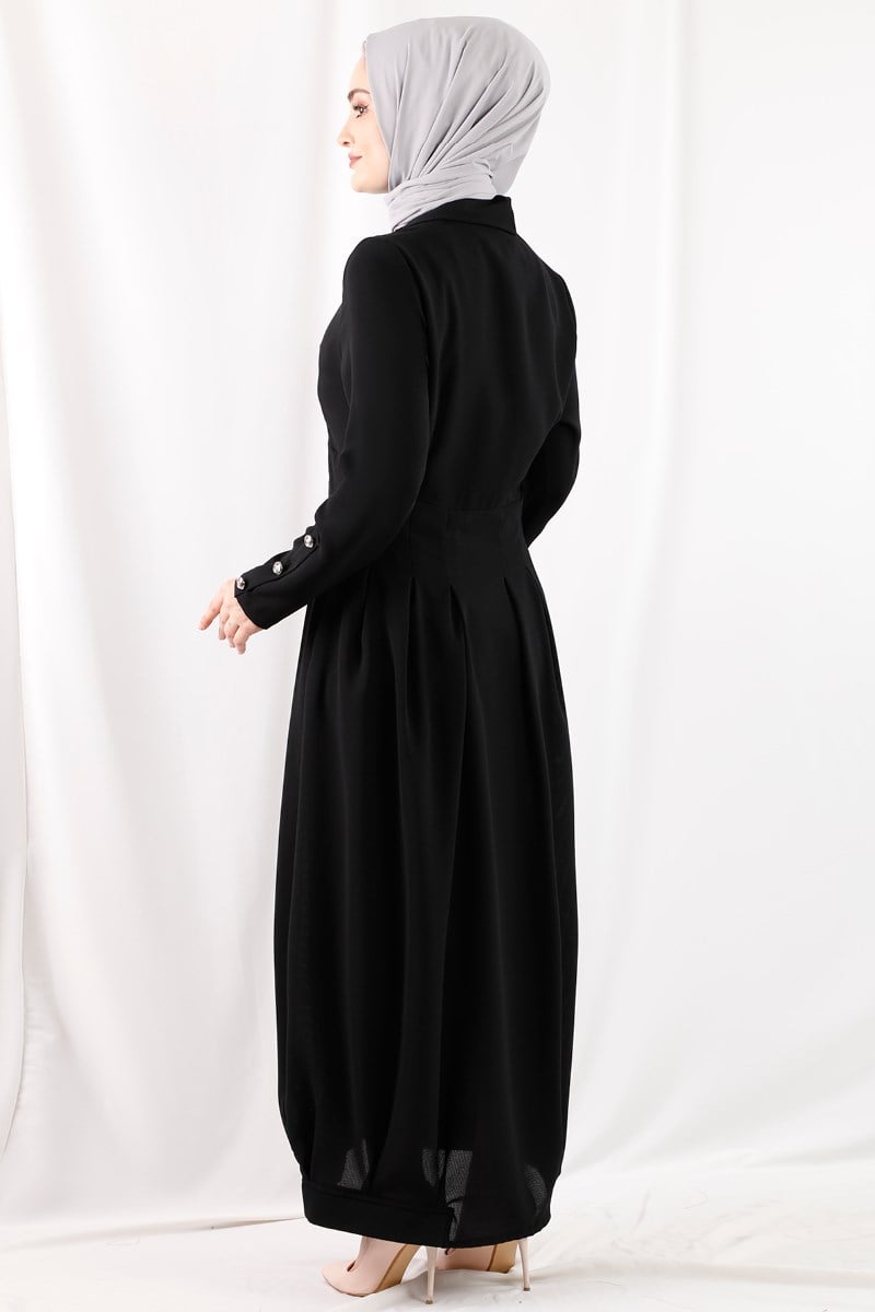 1220 Balon Etekli Siyah Ferace