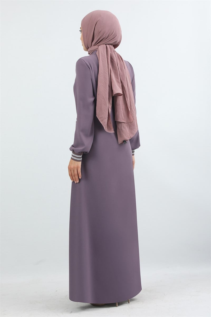 1850 - Bileği Lastik Detaylı Ferace Gül Kurusu