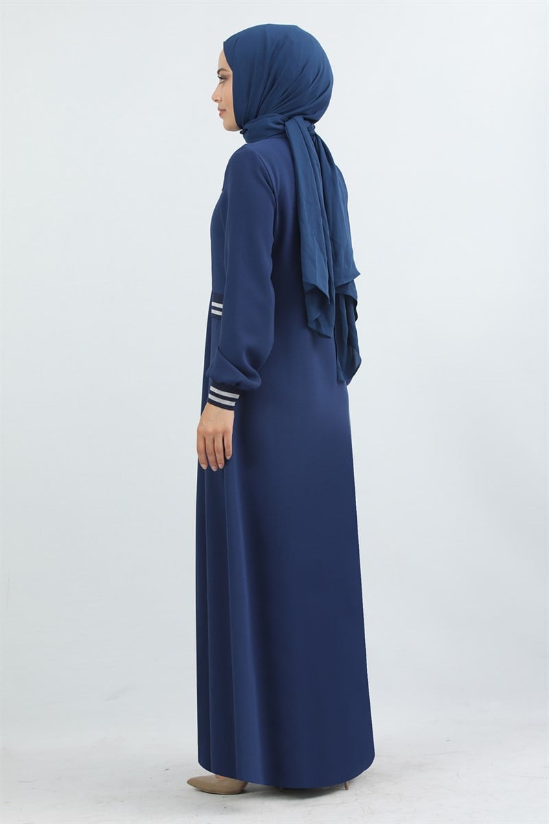 1850 - Bileği Lastik Detaylı Ferace Lacivert