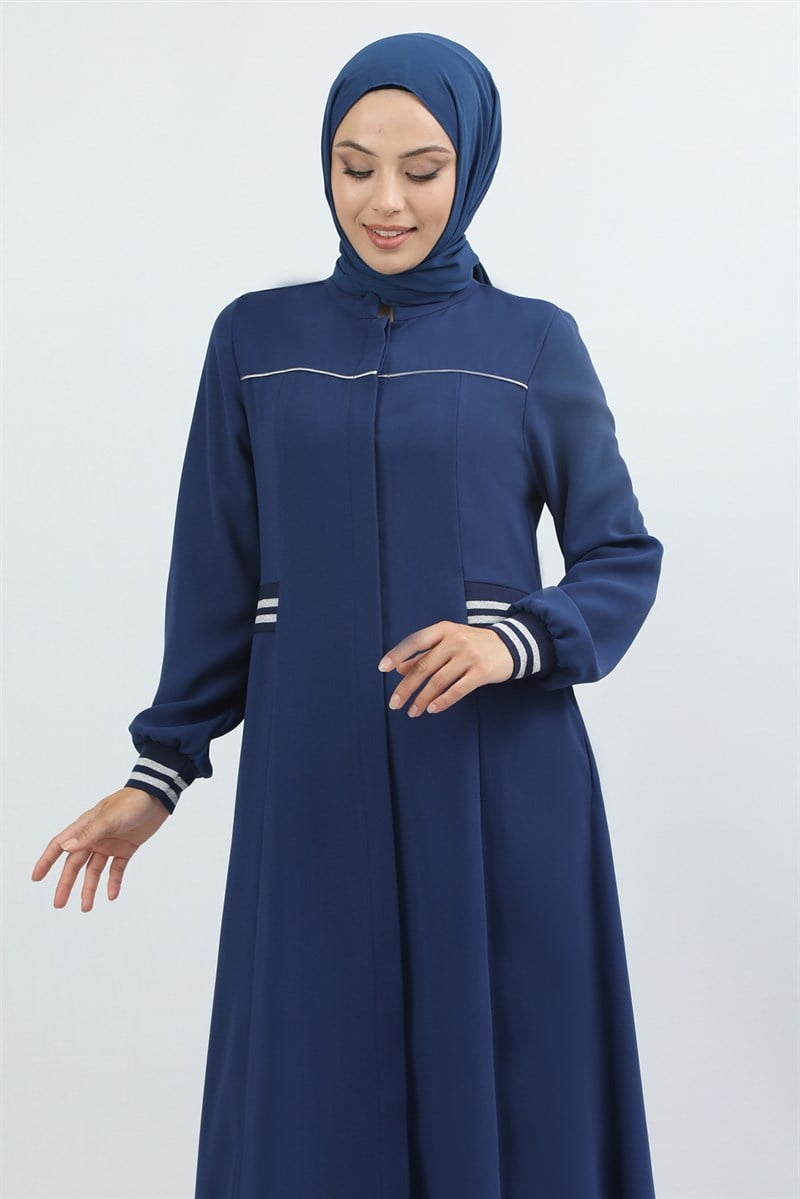 1850 - Bileği Lastik Detaylı Ferace Lacivert