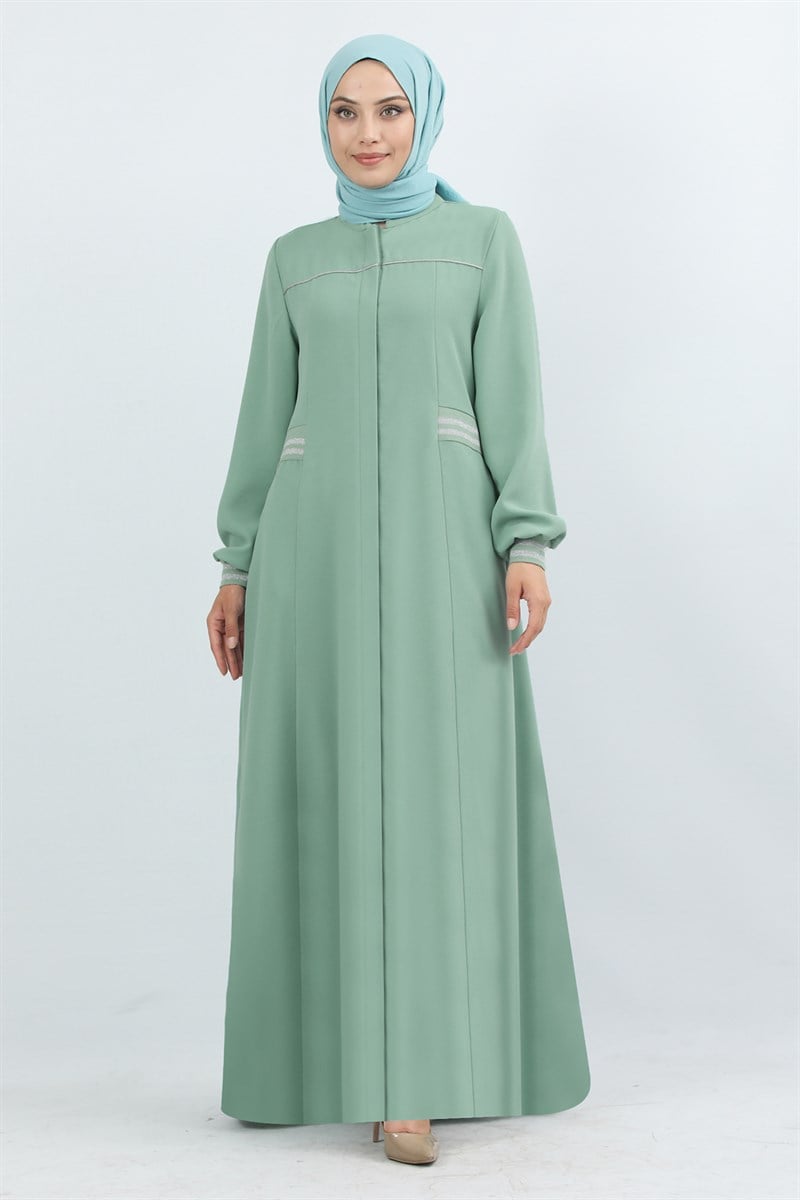 1850 - Bileği Lastik Detaylı Ferace Mint