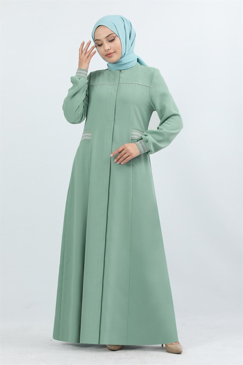 1850 - Bileği Lastik Detaylı Ferace Mint