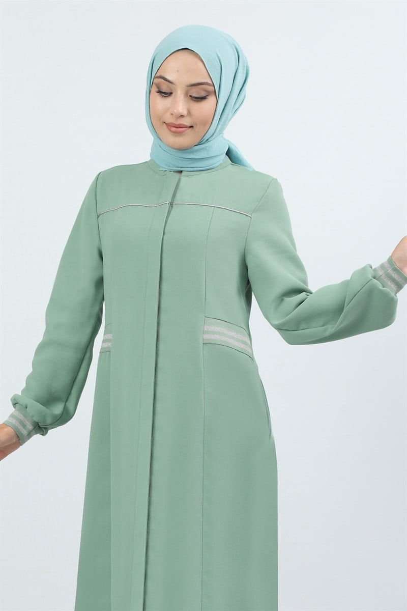 1850 - Bileği Lastik Detaylı Ferace Mint