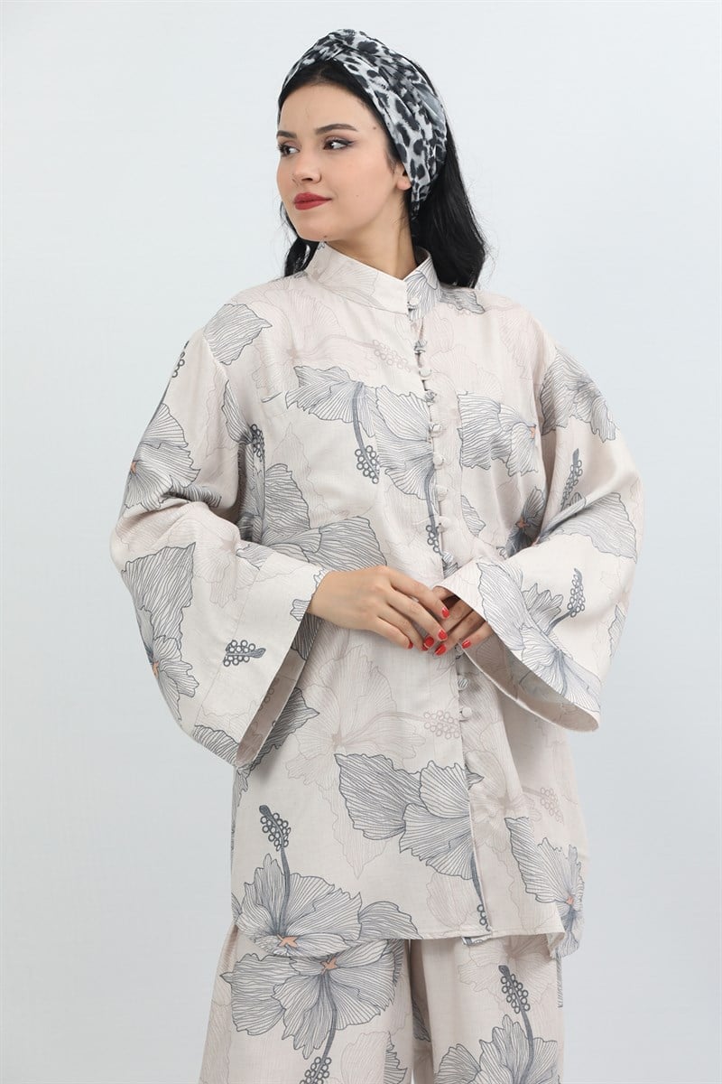 2 Piece Patterned Grey