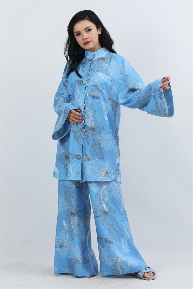 2 Piece Patterned Set Blue