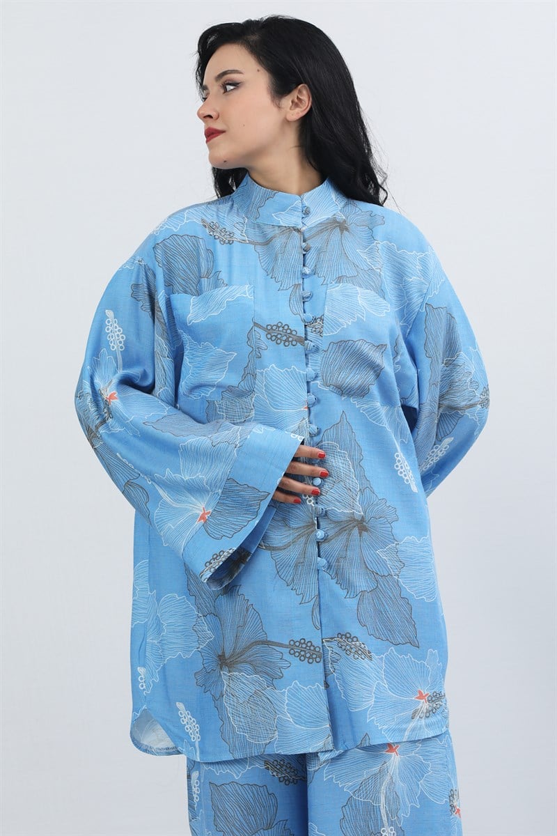 2 Piece Patterned Set Blue