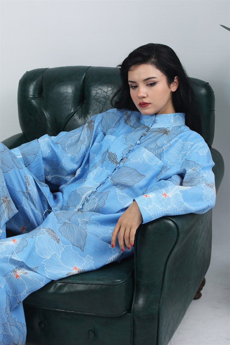 2 Piece Patterned Set Blue