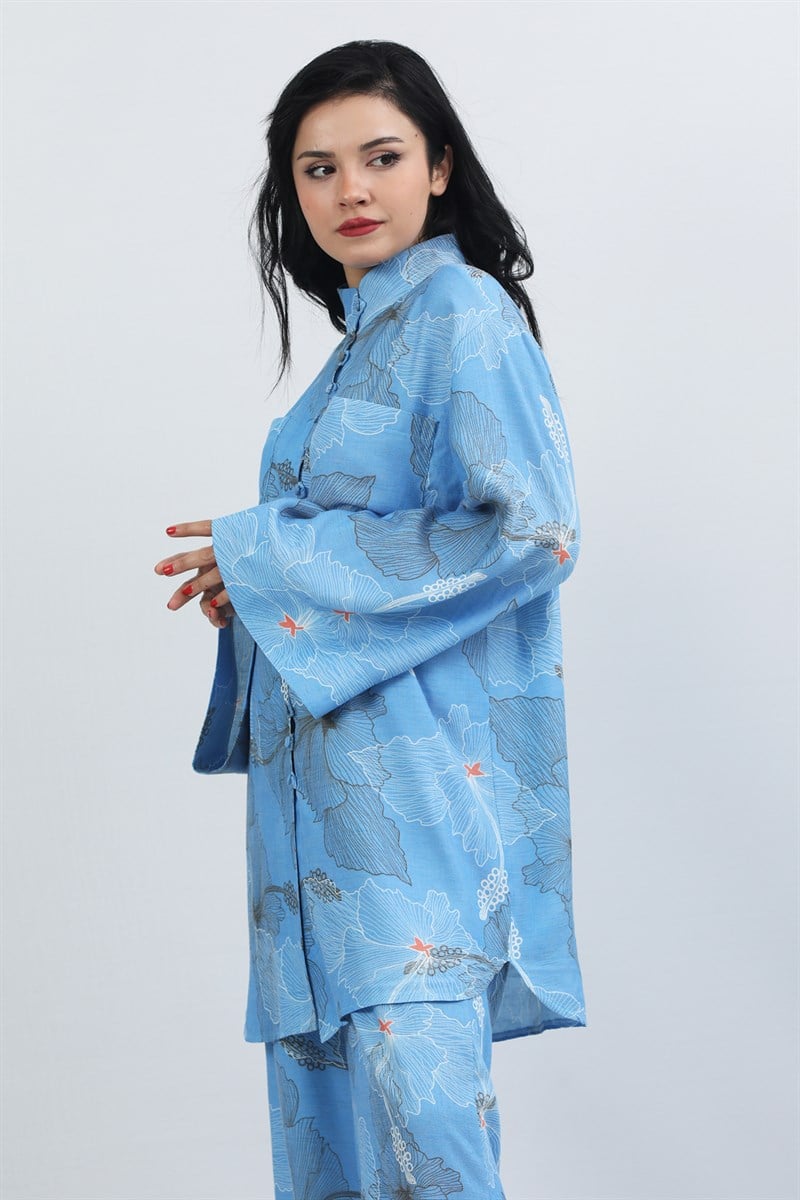 2 Piece Patterned Set Blue