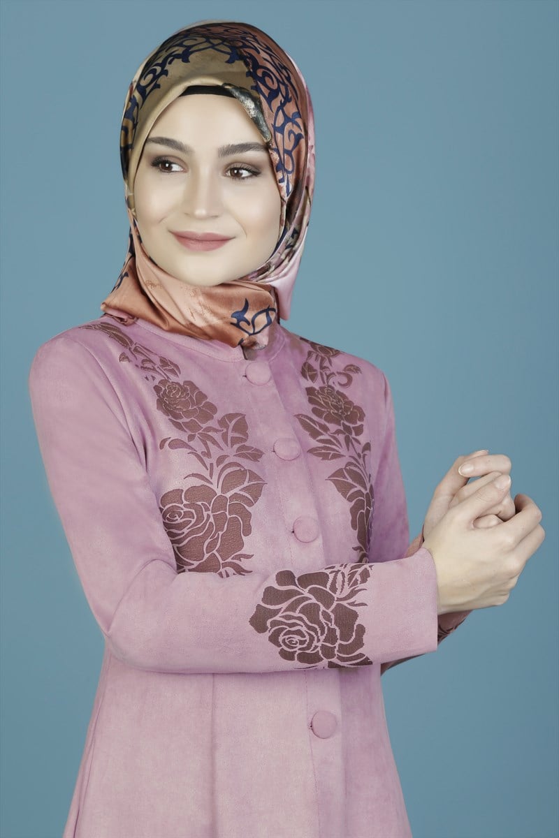 Kışlık Süet Pudra Ferace