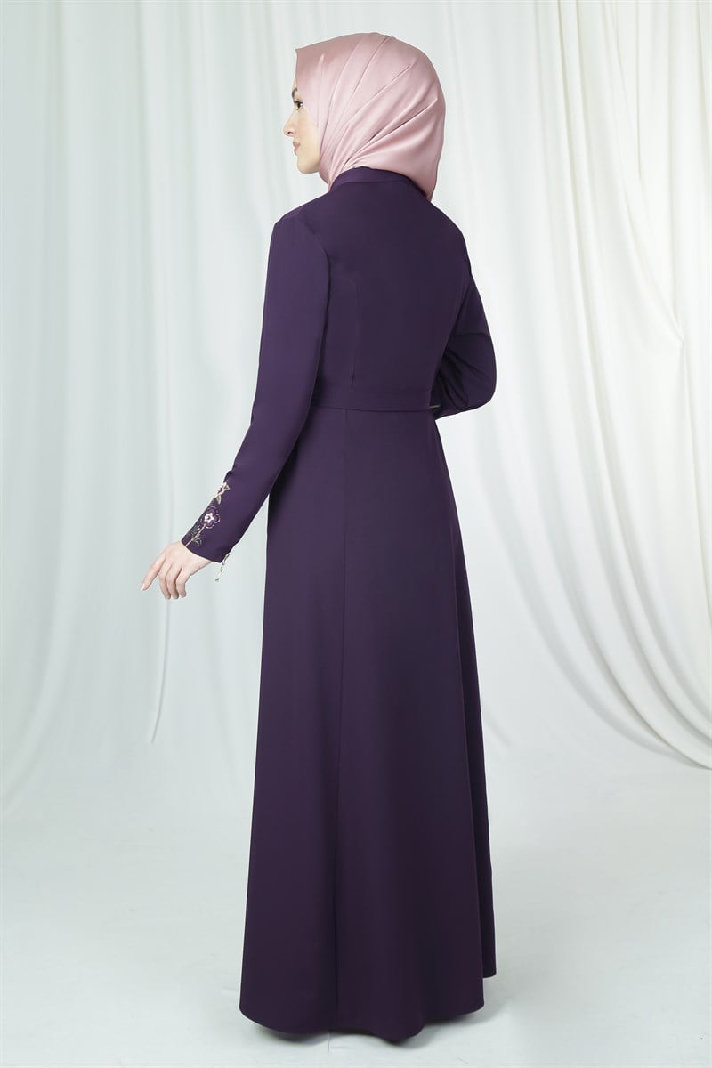 3205 Flora Embroidered Damson Abaya
