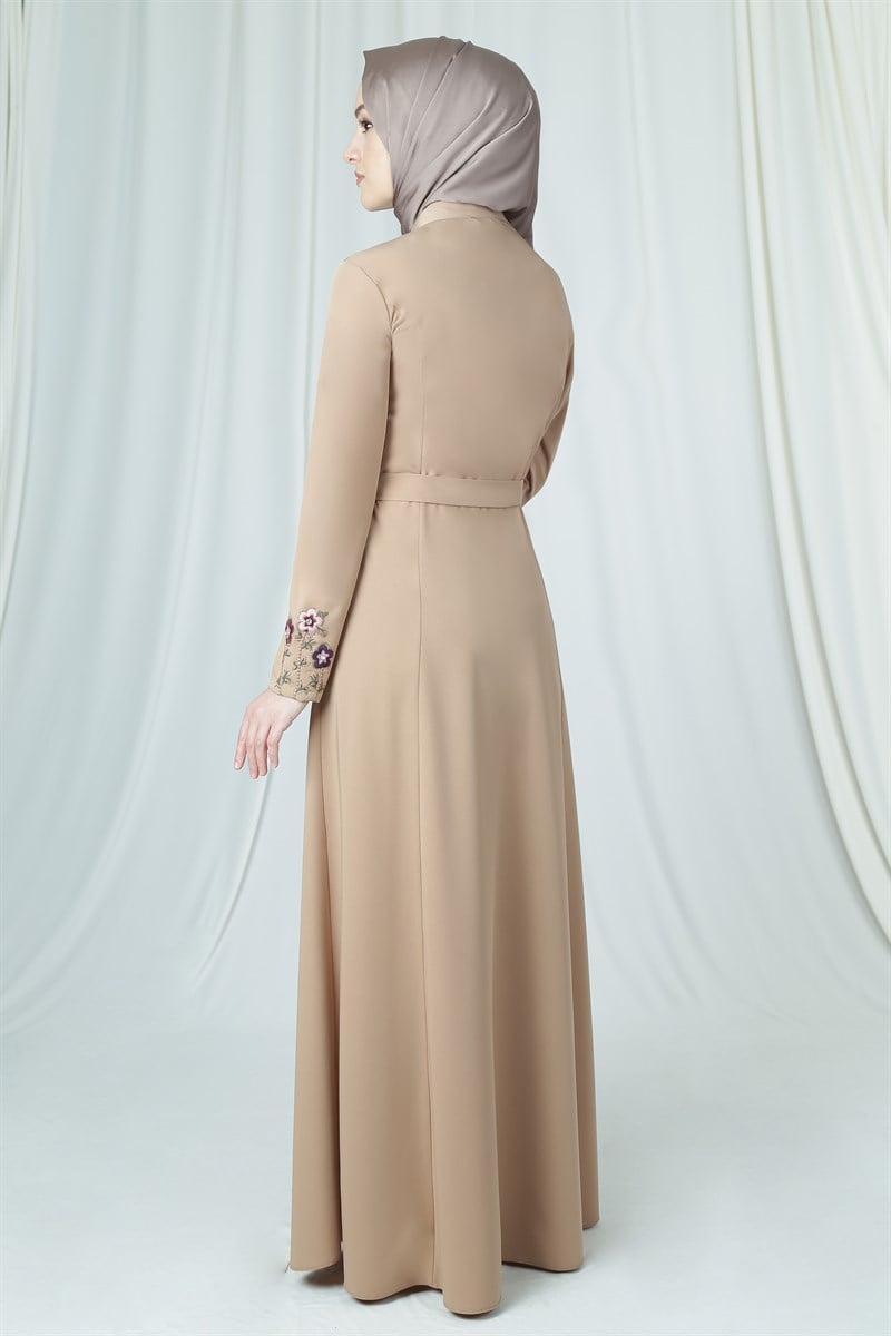 3205 Flora Nakışlı Vizon Ferace