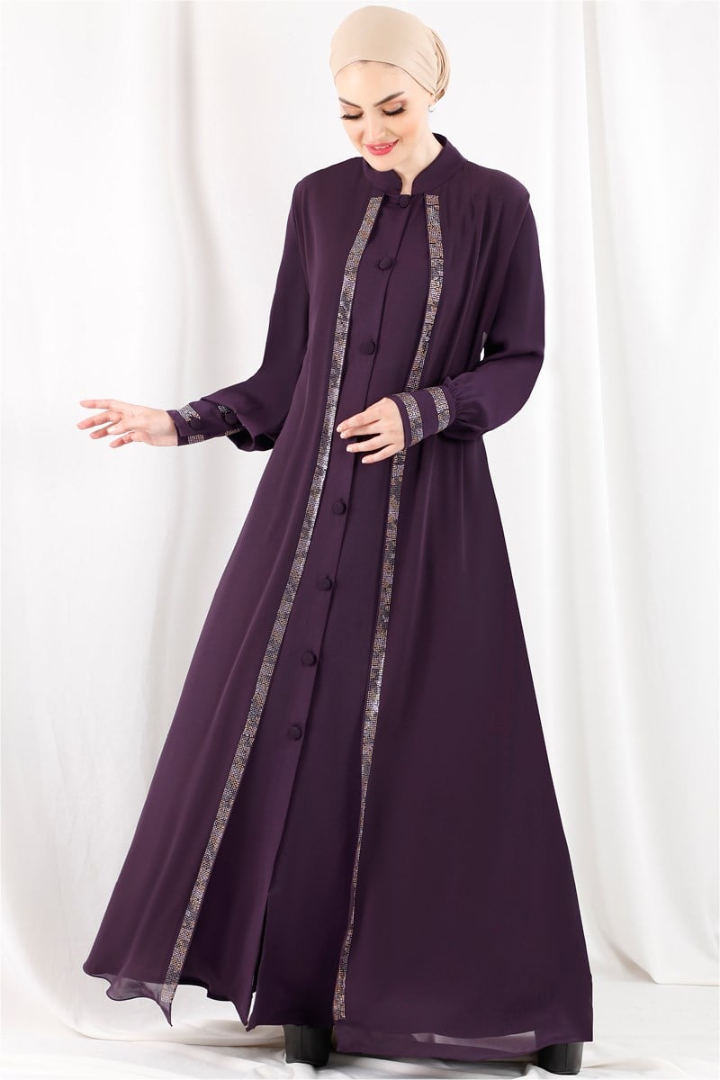 3277 Şerit Taşlı Mor Ferace