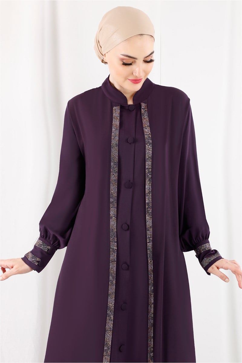 3277 Şerit Taşlı Mor Ferace