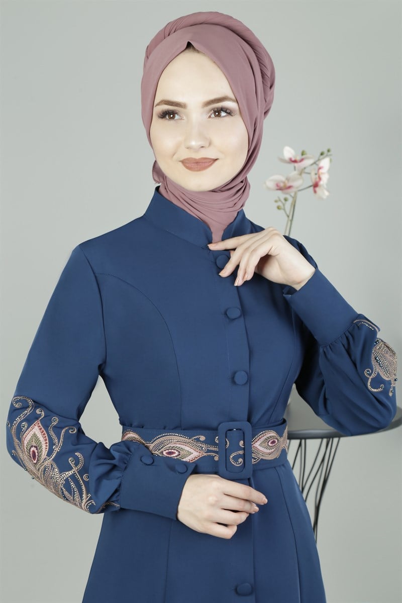 3290 Sultan Desenli İndigo Ferace