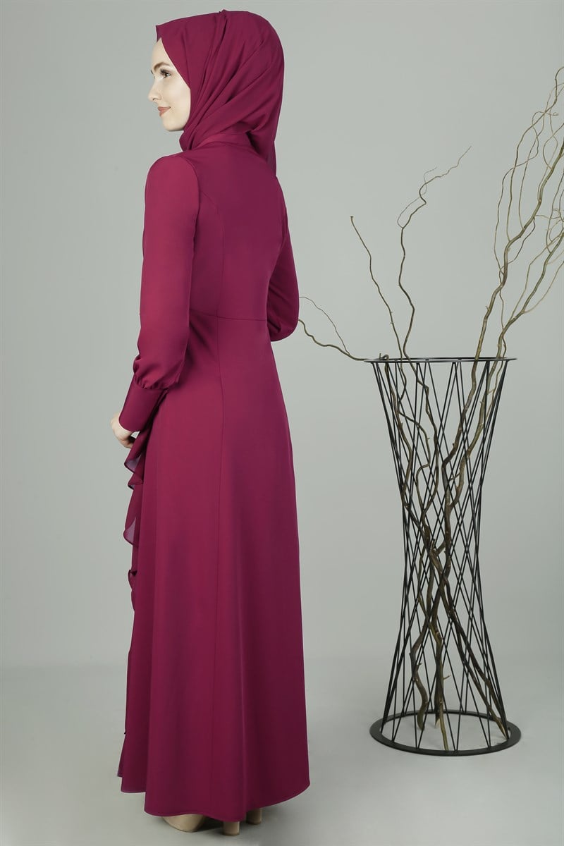 3301 Üstü Şifon Bordo Ferace