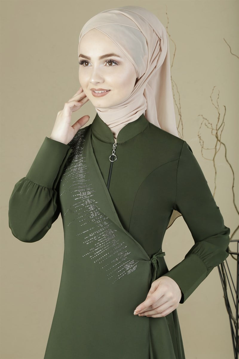 3301 Üstü Şifon Haki Ferace