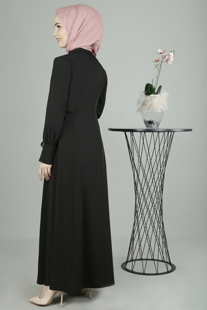 3301 Üstü Şifon Siyah Ferace