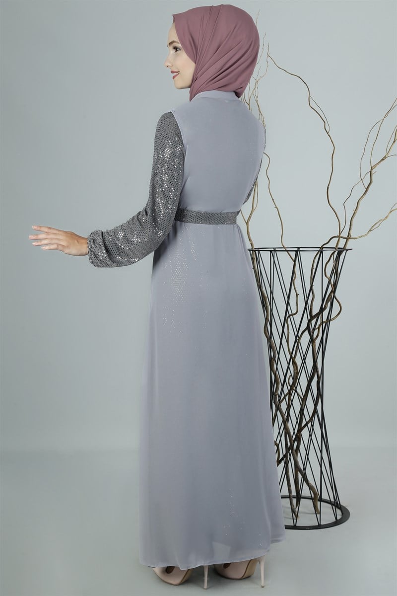 3338 Pulpayetli Gri Takım