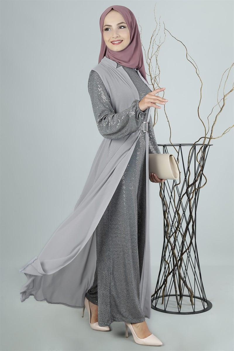 3338 Pulpayetli Gri Takım