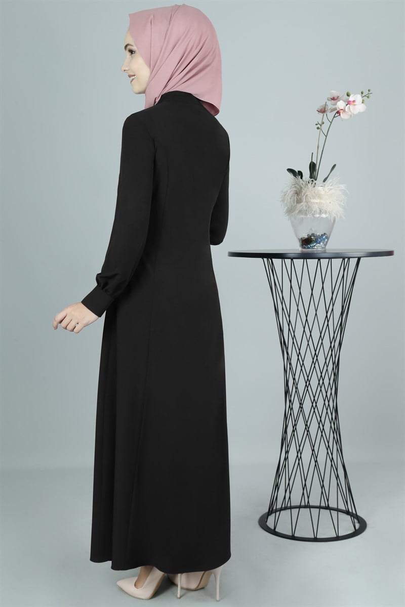 3349 Çiçekli Siyah Ferace