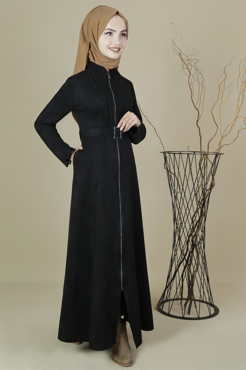 3375 Siyah Süet Ferace