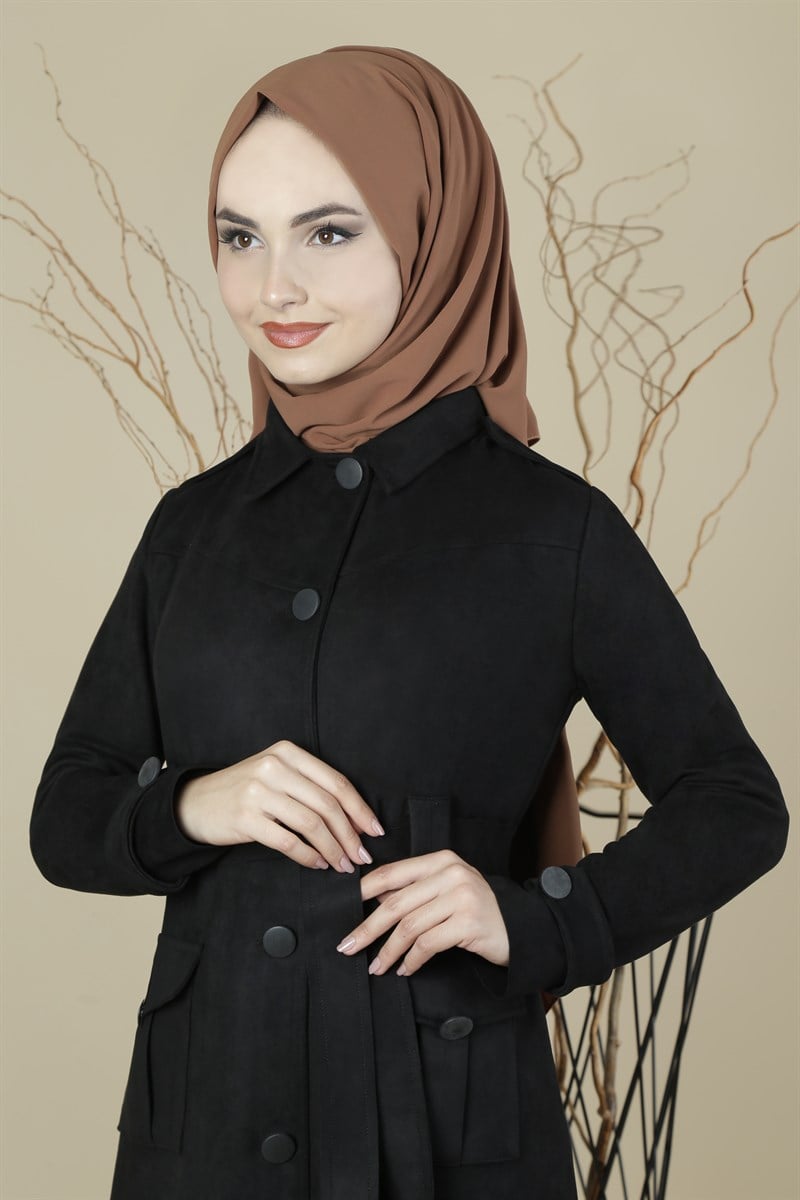 3393 Düğmeli Siyah Kap