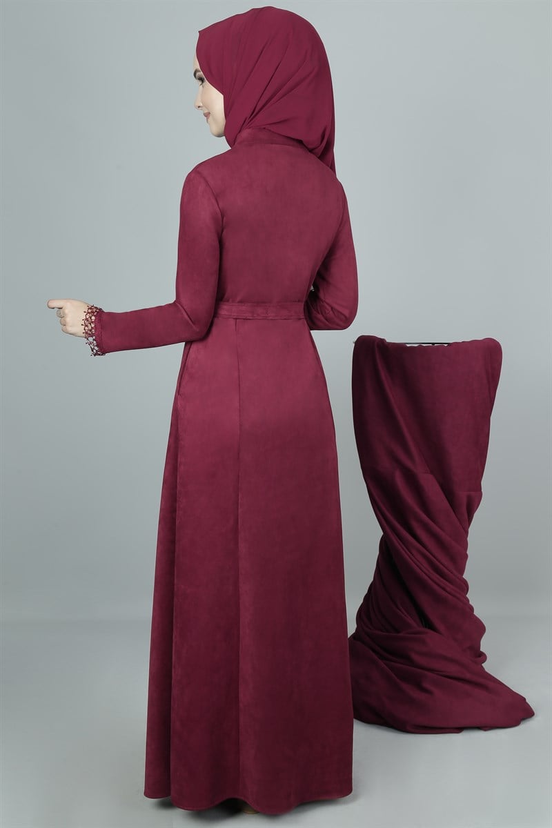3405 Şerit Dantelli Şarabi Ferace