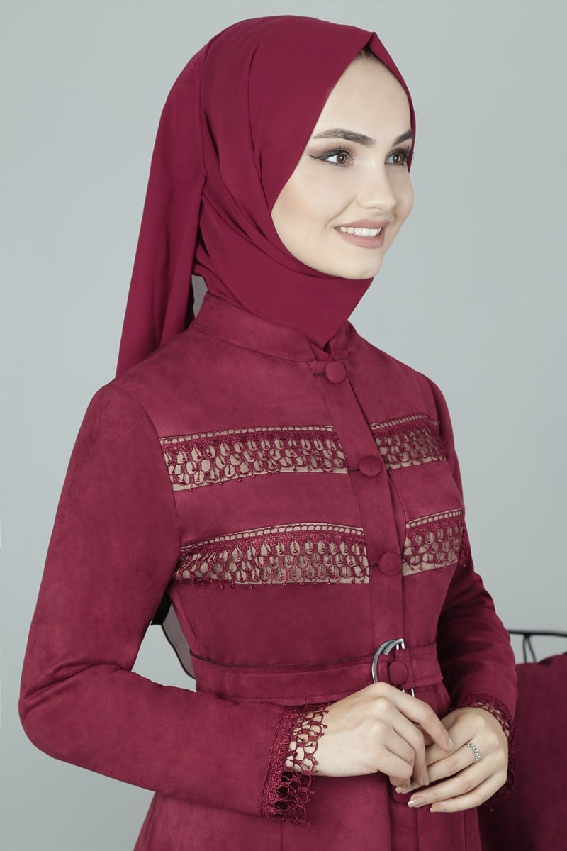 3405 Şerit Dantelli Şarabi Ferace