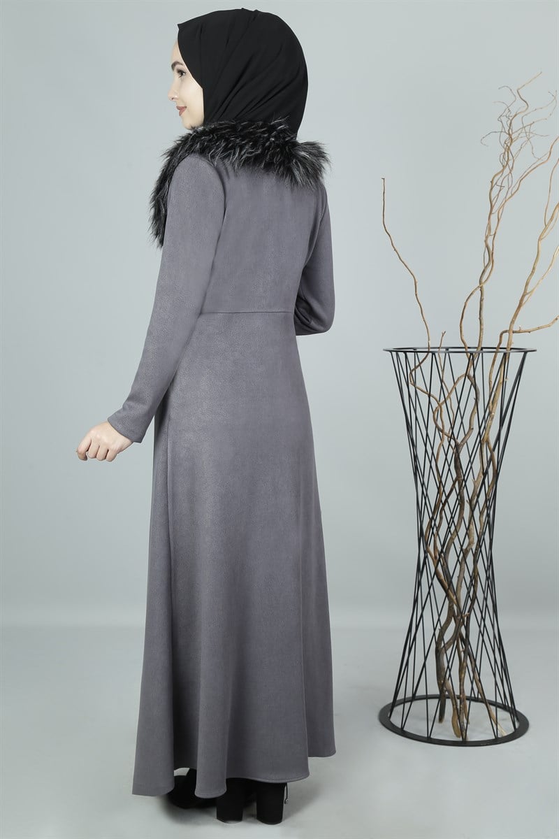 3429 Kürklü Gri Ferace