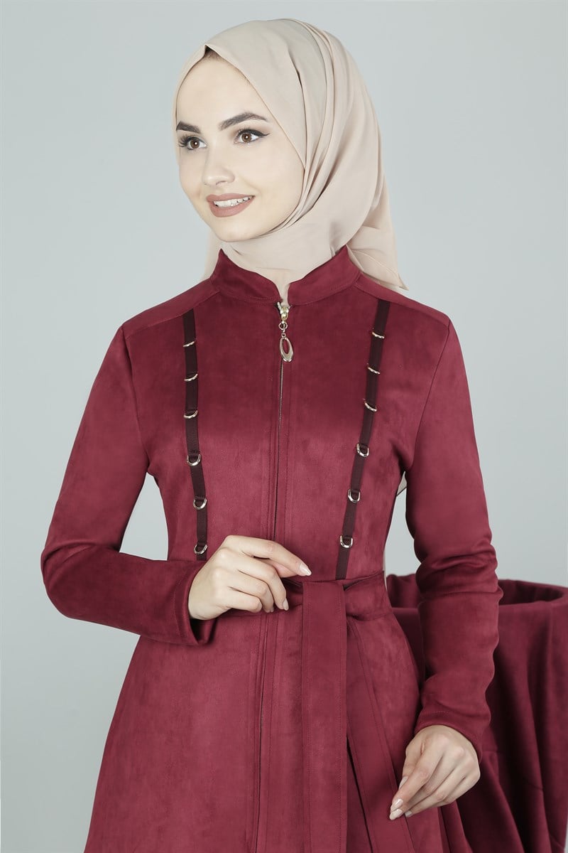 3454 Şarabi Şeritli Ferace