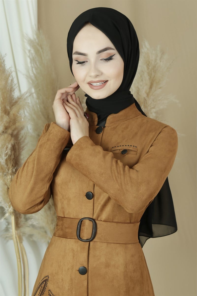3466 Yaprak Desenli Taba Ferace