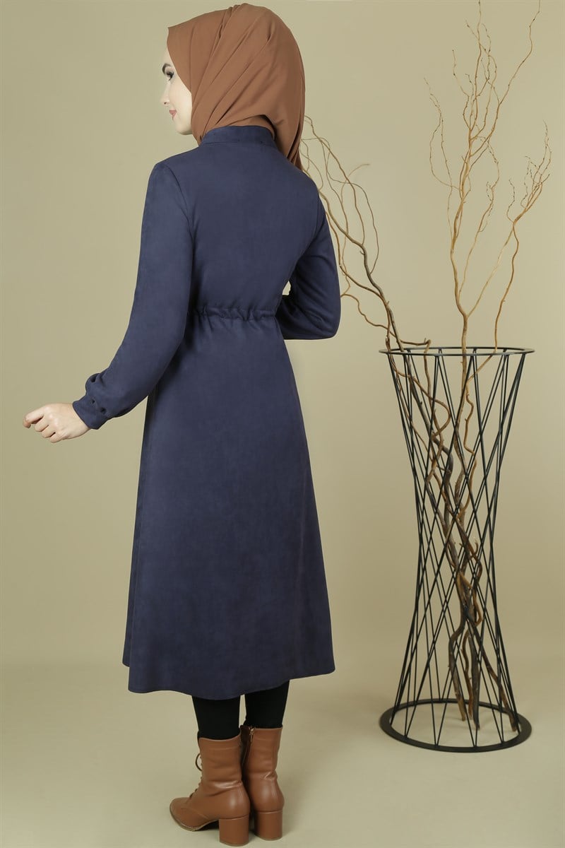 3468 Beli Büzgülü Lacivert Kap