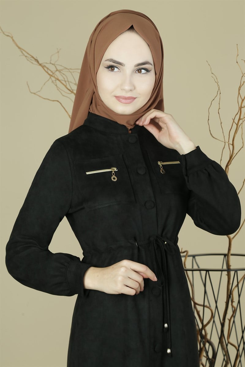 3468 Beli Büzgülü Siyah Kap