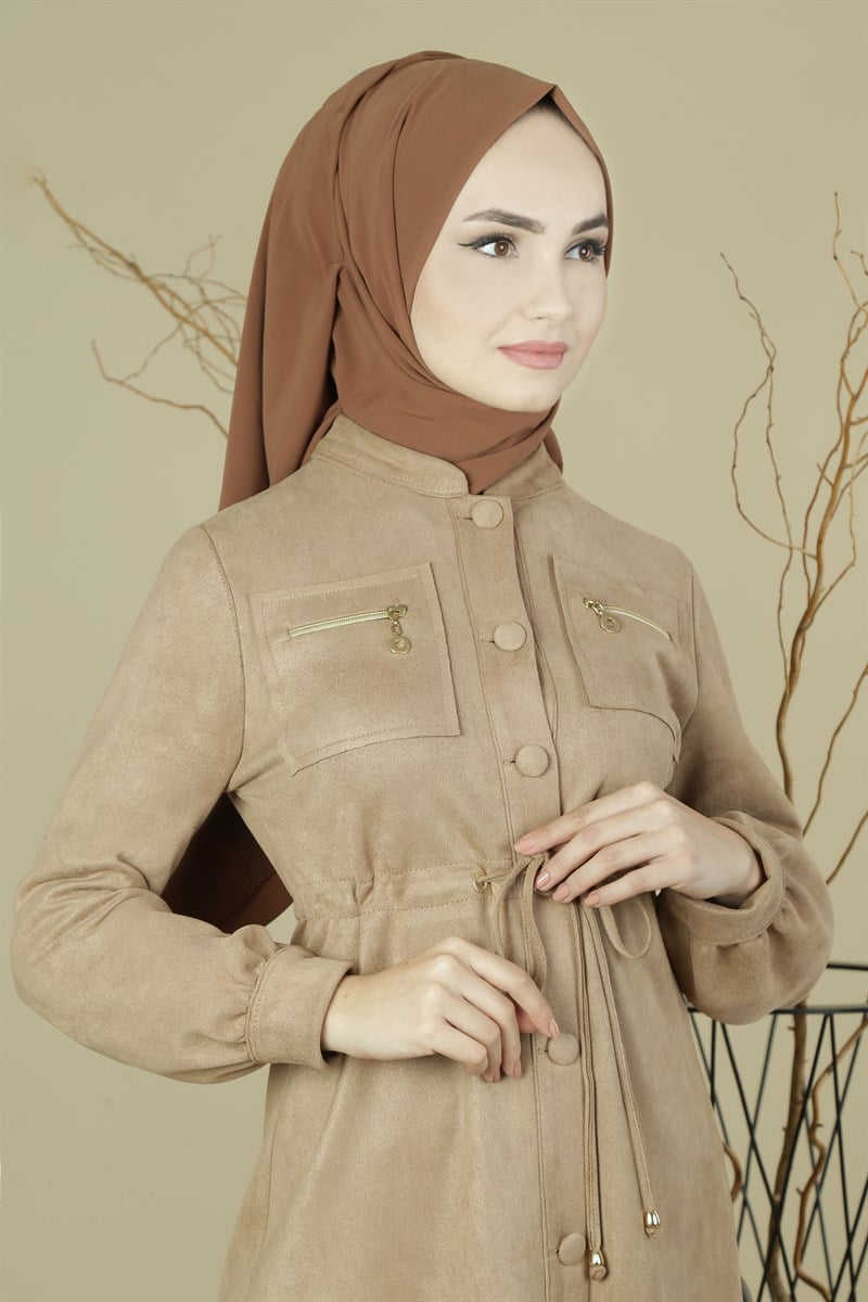 3468 Beli Büzgülü Vizon Kap