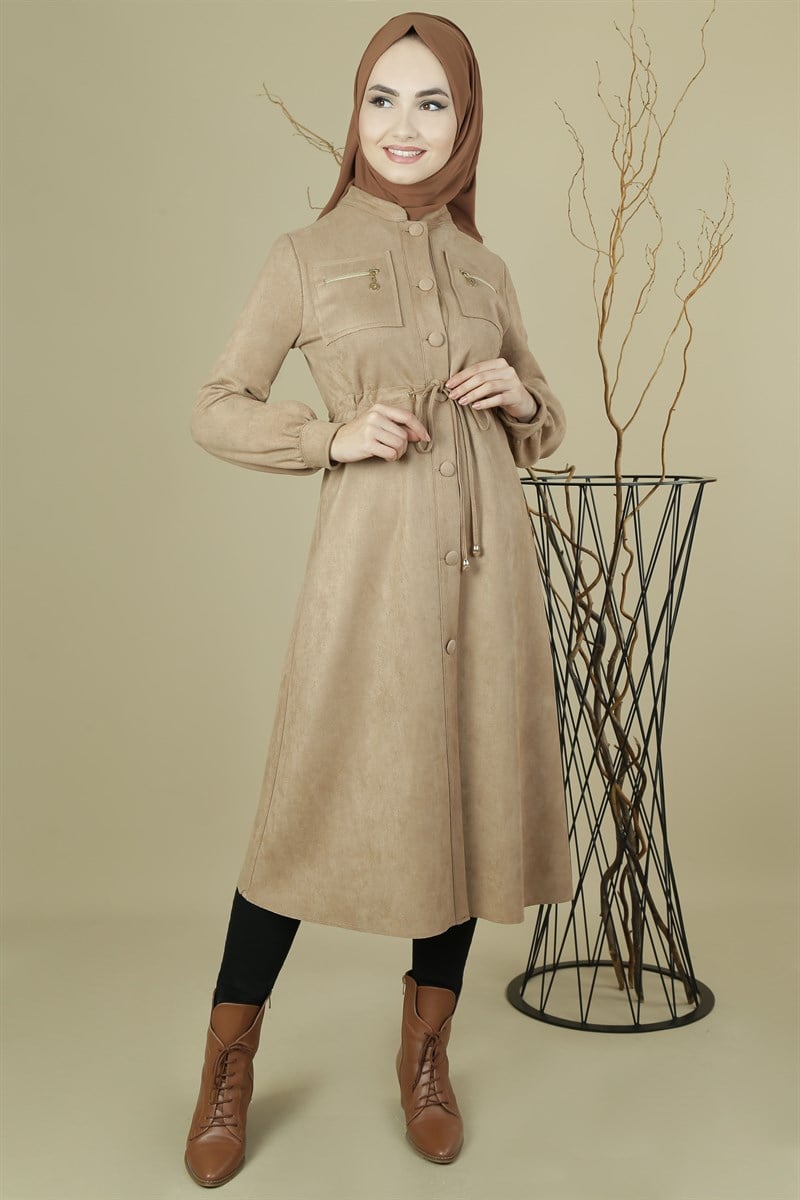 3468 Beli Büzgülü Vizon Kap