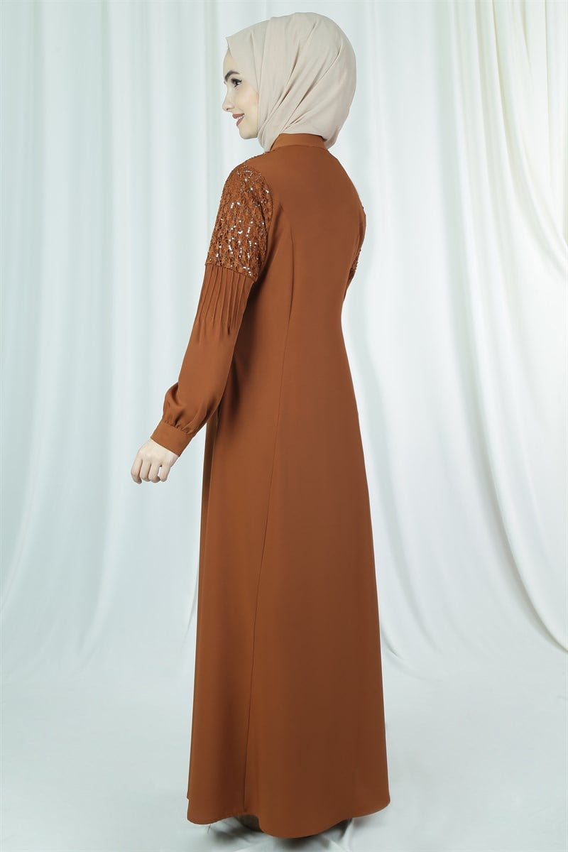 3578 Dantel Detaylı Oranj Ferace
