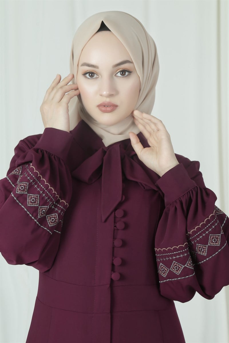 3717 Balon Kollu Şarabi Ferace