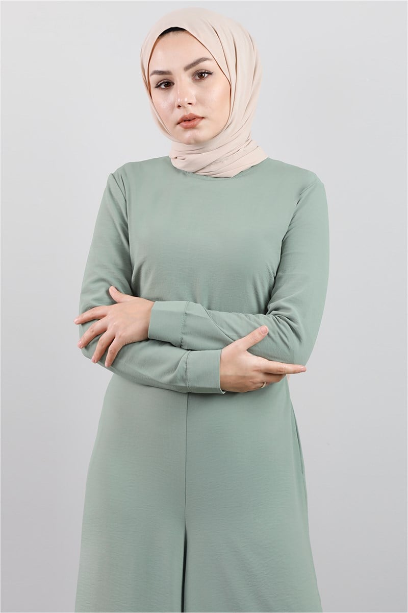 3791 Kemerli Düz Mint Tulum