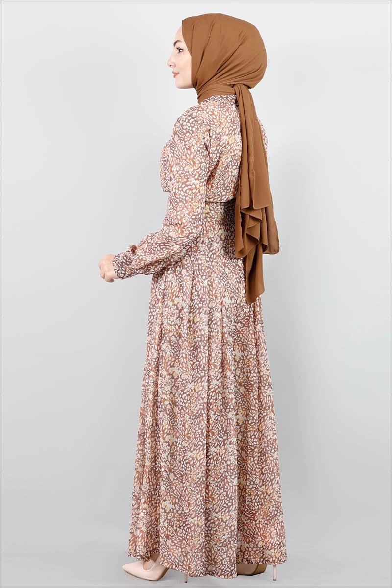 3792 Desenli Şifon Kiremit Tulum